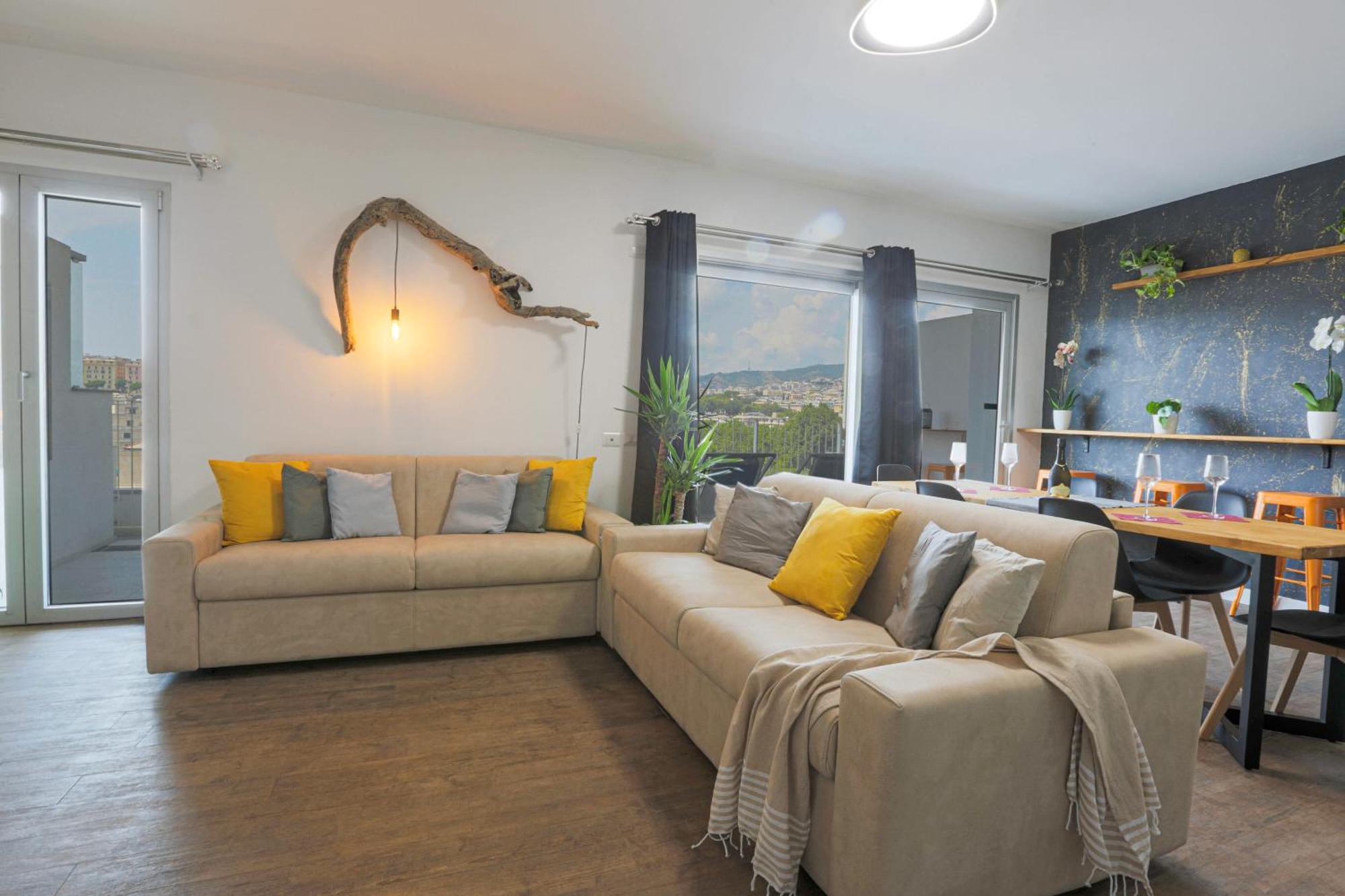 Ferienwohnung Attico Luxury Con Parcheggio E Terrazza Vista Mozzafiato Genua Zimmer foto